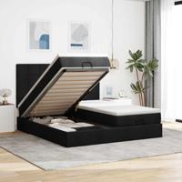 Ottoman bed met matrassen en LED's 180x200cm stof zwart