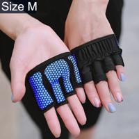 Halve vinger Yoga handschoenen anti-slip sport sportschool Palm Protector grootte: M Palm omtrek: 18 cm (blauw)
