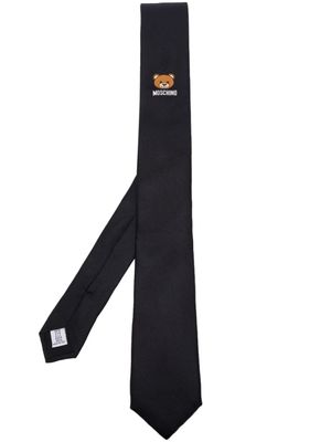 Moschino cravate en soie à logo imprimé - Noir