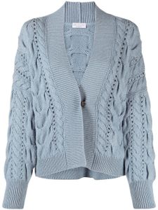 Brunello Cucinelli cardigan en maille torsadée à manches longues - Bleu