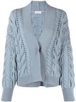 Brunello Cucinelli cardigan en maille torsadée à manches longues - Bleu - thumbnail