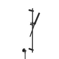 Hotbath COBBER Glijstang 90 cm met wandaansluitbocht, doucheslang 1,5 mtr en handdouche Geborsteld Zwart PVD (M307MBP)
