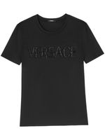 Versace t-shirt en coton à ornements en cristal - Noir - thumbnail