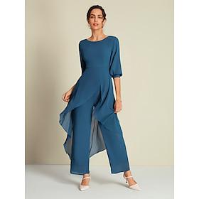 chiffon jumpsuit met onregelmatige zoom en wijde pijpen