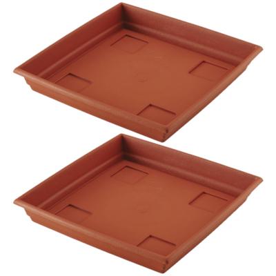 Bloempot/plantenpot - 2x - terra cotta - onderschaal/opvangbord - kunststof - diameter 35 cm