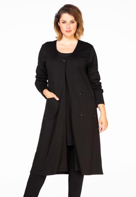 Yoek Cardigan pockets | Zwart | Maat L