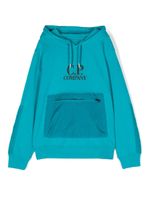 C.P. Company Kids hoodie à poche zippée - Bleu