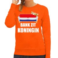 Koningsdag sweater bank zit Koningin oranje voor dames - thumbnail