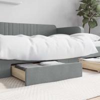 Opberglades bed 2 st bewerkt hout bewerkt hout stof lichtgrijs