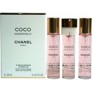 Coco Mademoiselle eau de toilette twist and spray navullingen, 3x 20 ml