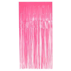 Folie deurgordijn/feestgordijn - neon fluor roze - 100 x 200 cm - Versiering/feestartikelen