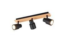 Trio 3-lichts plafondlampPierre zwart met hout - R81983032