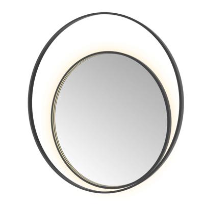 Spiegel Hotbath &MORE 120x120 cm LED-Verlichting Spiegelverwarming Rond Deco Geborsteld Zwart PVD