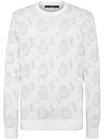 Billionaire Crest patterned-jacquard sweatshirt - Blanc