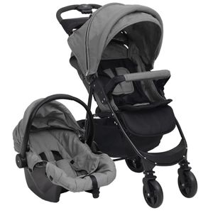 VidaXL Kinderwagen 3-in-1 staal lichtgrijs