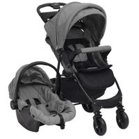 VidaXL Kinderwagen 3-in-1 staal lichtgrijs - thumbnail