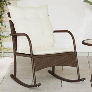 Tuinschommelstoel met kussens poly rattan bruin