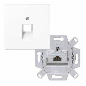 Jung computeraansluiting RJ45 inbouw datadoos CAT6 enkel met inzetplaat LS990 wit