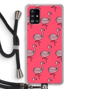 Flamingo: Samsung Galaxy A51 5G Transparant Hoesje met koord