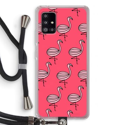 Flamingo: Samsung Galaxy A51 5G Transparant Hoesje met koord