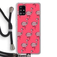 Flamingo: Samsung Galaxy A51 5G Transparant Hoesje met koord