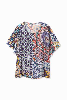 Blouse met lagen patchwork Agadir - BLUE - XS