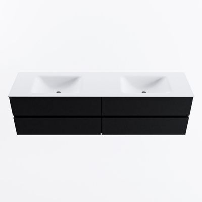 MONDIAZ VICA 180cm badmeubel onderkast Urban 4 lades. Wastafel CLOUD dubbel 2 kraangaten, kleur Talc.