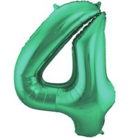 Folie ballon van cijfer 4 in het groen 86 cm