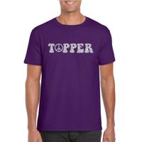 Toppers in concert - Paars Flower Power t-shirt Topper met zilveren letters heren