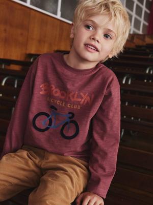 T-shirt met lange mouwen met print voor jongens rozenhout