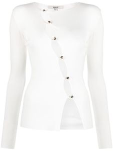 MANURI cardigan asymétrique Nina à boutonnière - Blanc