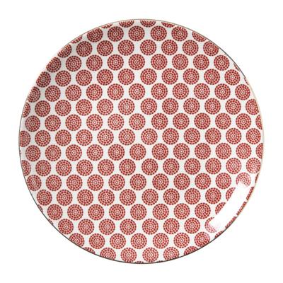 Ontbijtbord Mirna bloem - rood/wit - ø22x2 cm