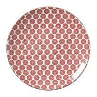 Ontbijtbord Mirna bloem - rood/wit - ø22x2 cm