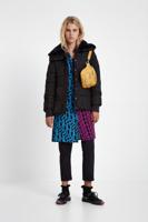 Gewatteerde jas met ceintuur - BLACK - 40