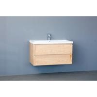 Badkamermeubelset Sanilux Wood Keramiek 100x47x50 cm Eikenhout (inclusief 1 kraangat)