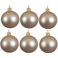 6x Glazen kerstballen mat licht parel/champagne 8 cm kerstboom versiering/decoratie   - - thumbnail
