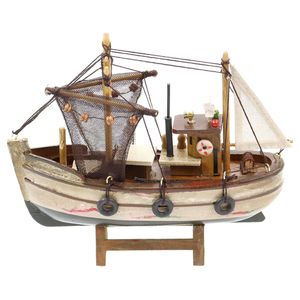 Vissersboot schaalmodel - Hout - 20 cm - Maritieme boten decoraties voor binnen