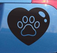 Autostickers Hondenpoten in groot hart - thumbnail