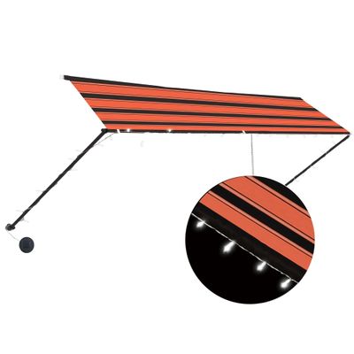 vidaXL Luifel uittrekbaar met LED 400x150 cm oranje en bruin