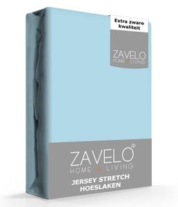 Zavelo® Jersey Hoeslaken Ice-Blue-Lits-jumeaux (160x200 cm)