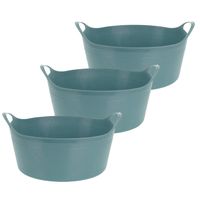 Flexibele emmer - 3x - groen - 15 liter - kunststof - 39 x 17 cm