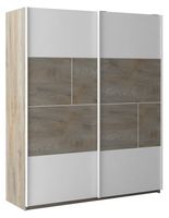 Kledingkast Prado 181 cm breed in endgrain eiken met mat wit