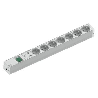 Bachmann 333.838 19 inch Stekkerdoos voor patchkast 1 HE Overspanningsbescherming Grijs-wit (RAL 7035), Aluminium-zilver