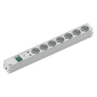 Bachmann 333.838 19 inch Stekkerdoos voor patchkast 1 HE Overspanningsbescherming Grijs-wit (RAL 7035), Aluminium-zilver