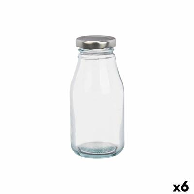 Glazen fles Vivalto Transparant Zilverkleurig PVC Metaal Glas 250 ml (6 Stuks)