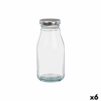 Glazen fles Vivalto Transparant Zilverkleurig PVC Metaal Glas 250 ml (6 Stuks)
