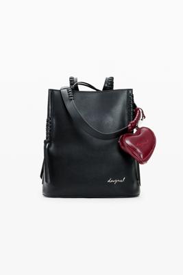 Middelgrote rugzak met hartvormige charm - BLACK - U