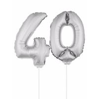 40 jaar leeftijd feestartikelen - versiering cijfers - ballonnen op stokje - van 41 cm