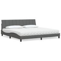 Bed met matras "Hanko" stof donkergrijs 200x200 cm