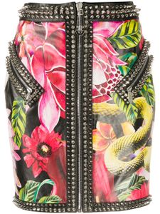 Philipp Plein minijupe à fleurs - Noir